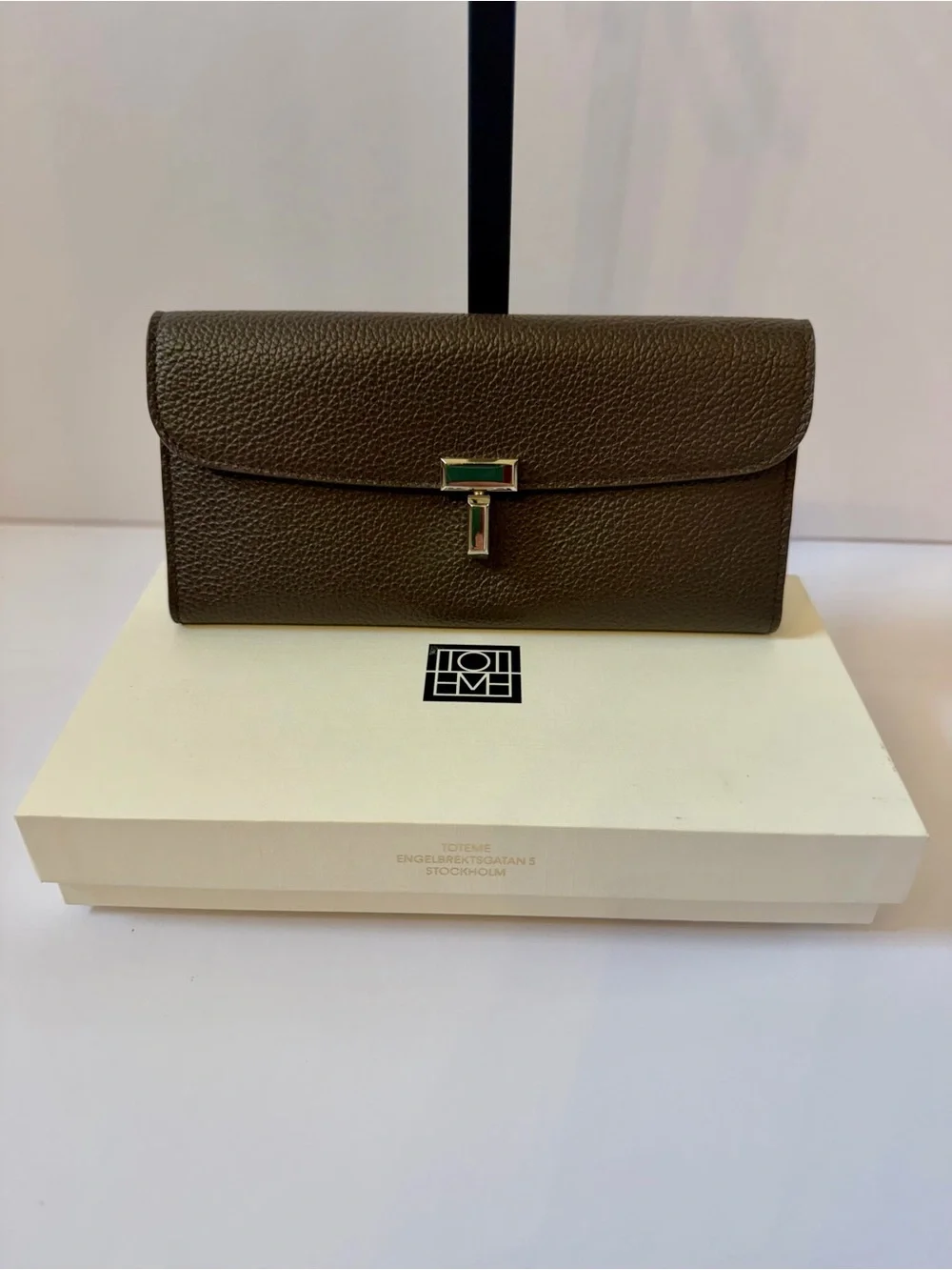 Toteme T Lock Brown Leather Wallet
